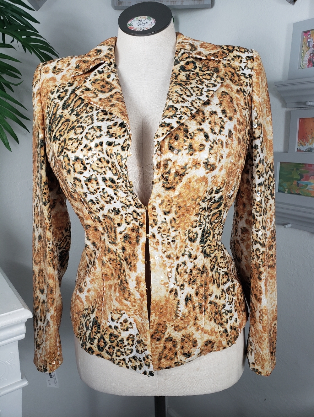 Escada Gold Sequin Leopard Cheetah Print - Glamoratti Vintage Luxury Bougi 38/8